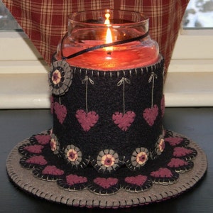 Heartstrings &quot;2&quot; Candle Jar Wrap, Penny Rugs & Ornie DIGITAL PATTERN