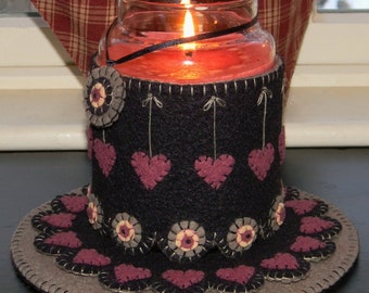 Heartstrings "2" Candle Jar Wrap, Penny Rugs & Ornie DIGITAL PATTERN