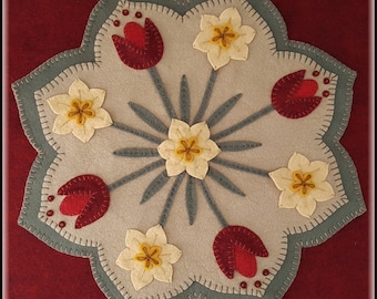 Patrón digital de alfombra de centavos/alfombrilla para velas Spring Blossoms 2 versiones