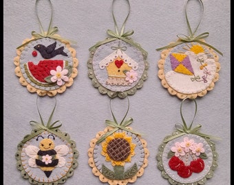 Apliques de lã "Delícias de Verão", enfeites para decoração - MOLDE PARA DOWNLOAD DIGITAL