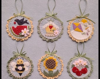 Summer Delights Wool Applique Ornaments, Ornies DIGITAL DOWNLOAD PATTERN