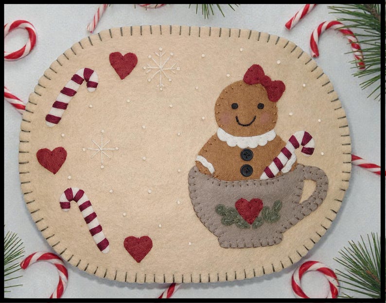 Gingerbread Spice~gingerbread Girl Mini Candle Mat/mug Rug DIGITAL ...
