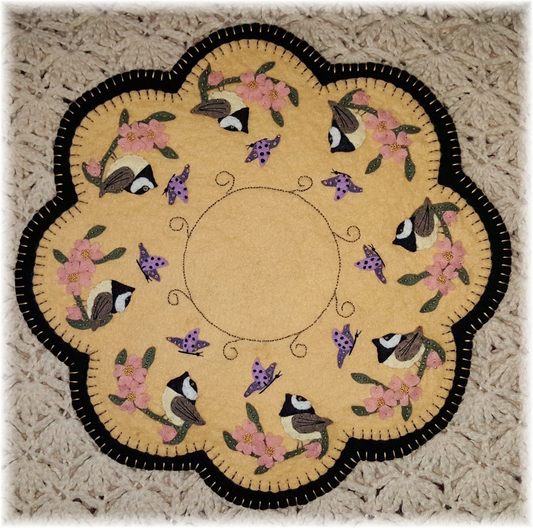 Spring Penny Rugs Spring Chickadees Penny Rug/candle Mat MAILED PAPER PATTERN - Etsy