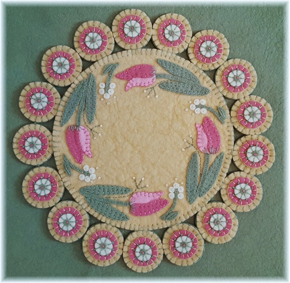 Primitive Wool Felt Candle Mat Penny Rug Kit Oh Holy Night Wool