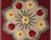 Spring Blossoms 2 Versions Penny Rug Candle Mat MAILED PAPER PATTERN
