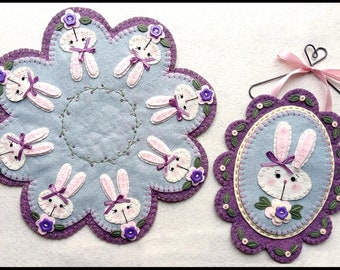 Spring Bunnies~Spring/Easter Candle Mat with Mini Mat Set DIGITAL DOWNLOAD