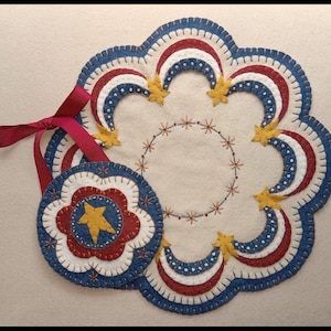 God Bless America Patriotic Penny Rug Candle Mat Coasters Set DIGITAL DOWNLOAD