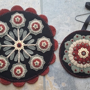 Midnight Garden Penny Rug/Table Mat with Mini Mat PDF DIGITAL PATTERN