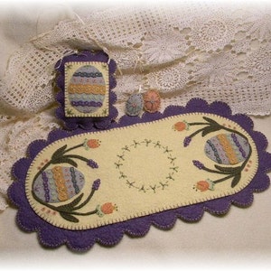 Elegant Eggs~Easter Penny Rug/Candle Mat Table Runner Set DIGITAL PATTERN