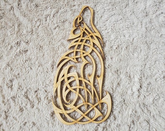 knotwork wolf window hanging