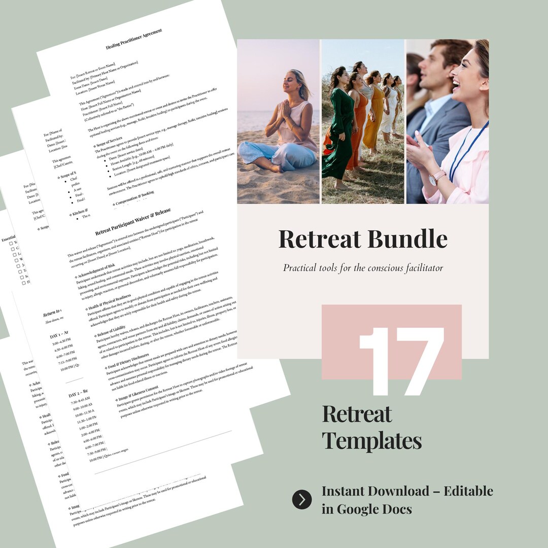 Retreat Bundle | Editable Retreat Planning Templates for Wellness ...