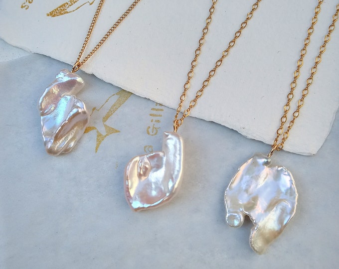 2 Strands Cultured White Keshi Pearl Gold Plated Chain Choker Necklace