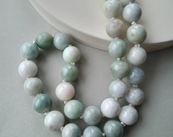 Type A Burmese Jadeite necklace, Type A Jadeite necklace, Burmese Jadeite statement necklace, Huge beads white green lavender Jade necklace