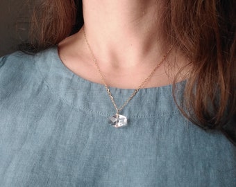 Rock Crystal necklace, Rock Crystal Gold Necklace, Natural Clear Quartz 14k Gold Filled Necklace, Clear Quartz silver necklace, Gift for her