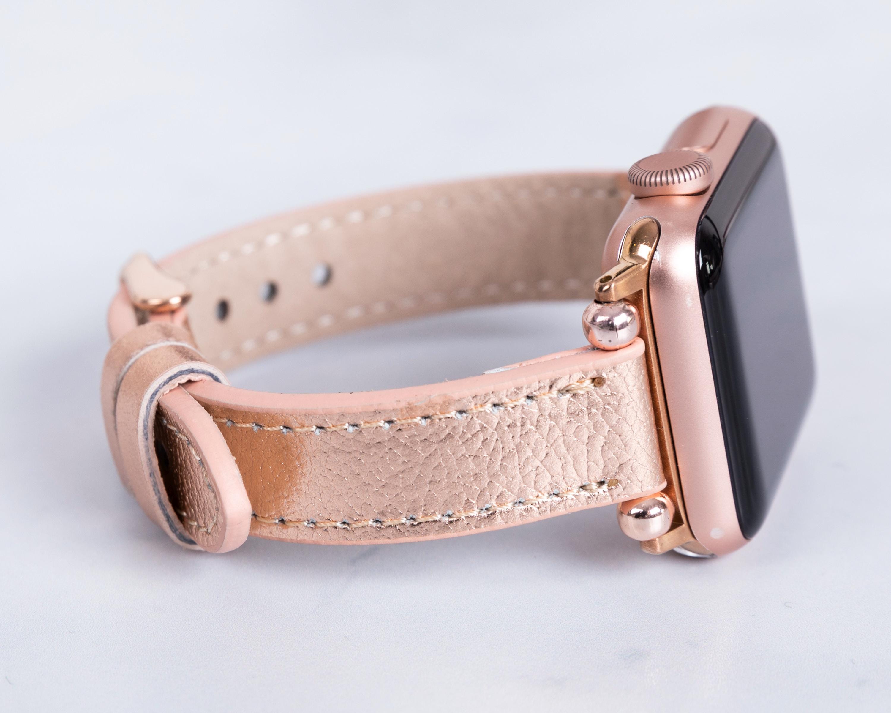 Leather Apple Watch Band: Rose Gold Thin Strap - Etsy