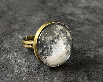 Bronze Full Moon Ring, Adjustable Full Moon Ring, Custom Moon Ring, Personalised Moon Ring, Gift For Her, Anniversary Gift, Moon Phase Ring