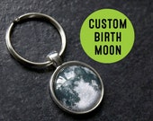 Custom Birth Moon Phase Keychain, Custom moon Keyring, Moon Keychain, Personalized Keychain, Custom Gift
