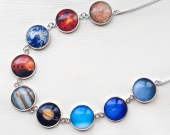 Solar System Necklace, Planets Necklace, Space Pendant, Celestial Necklace, Astronomy Necklace gift for her, Geek Gifts, Science Necklace