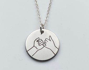 Collier Pinky Promise, Collier d’amitié personnalisé, Collier Best Friends, Collier geste de la main, Collier de jurons Pinky, Cadeau pour elle