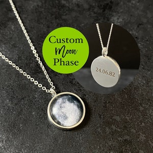 Custom Engraved Moon Necklace, Custom Birth moon phase, Tiny Moon Necklace, Personalized Engraved Necklace, Custom Jewelry, Anniversary Gift