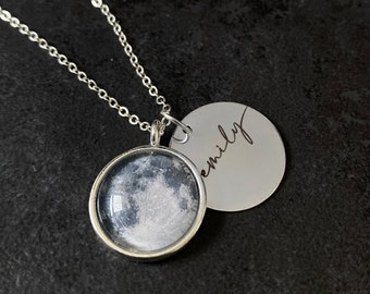 Custom Moon Phase Necklace, Custom Name necklace, Tiny Moon Necklace, Personalized Necklace, Custom Jewelry gift, Anniversary Gift for her