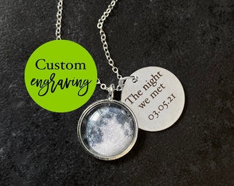 Custom Moon Phase Necklace, Anniversary Gift for her, Personalised Moon Necklace, Personalized Luna Necklace, Custom Engraved Jewelry