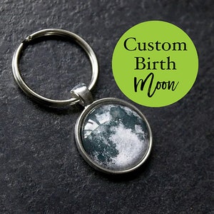 Custom Birth Moon Phase Keychain, Custom moon Keyring, Personalized moon Keychain, Custom Gift For Him, Anniversary Gift, Astronomy Gift