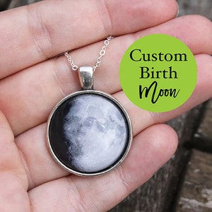 Custom Birth Moon Necklace Personalized Moon Phase Anniversary Necklace full moon Pendant Personalized Birthday Gift Moon Gift For Her image 1