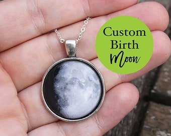 Custom Birth Moon Necklace Personalized Moon Phase Anniversary Necklace full moon Pendant Personalized Birthday Gift Moon Gift For Her