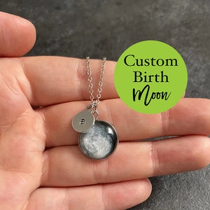 Custom Birth Moon Phase Necklace, Personalised Hand stamped moon, Tiny Moon Necklace, Personalized Necklace, Custom Jewelry