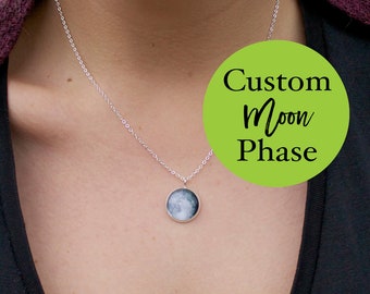 Custom Moon Phase Necklace, Custom Birth  moon, Personalised Moon Necklace, Personalized Necklace, Custom Jewelry, Anniversary Gift