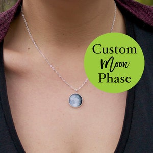 Custom Moon Phase Necklace, Custom Birth moon, Personalised Moon Necklace, Personalized Necklace, Custom Jewelry, Anniversary Gift image 1