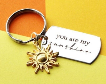 You are my sunshine keychain, Anniversary gift for her, My sunshine keyring, positive gift, motivational gift keyring, Sending you sunshine