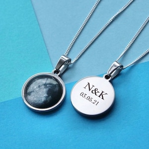 Engraved Moon Necklace, Personalized Birth moon phase, Custom Moon Necklace, Anniversary Jewelry Gift for her, Astrology Luna Necklace,
