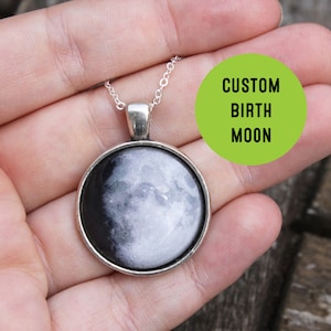 Custom Birth Moon Necklace Personalized Moon Phase Anniversary Necklace full moon Pendant Personalized Birthday Gift Moon Gift For Her image 7