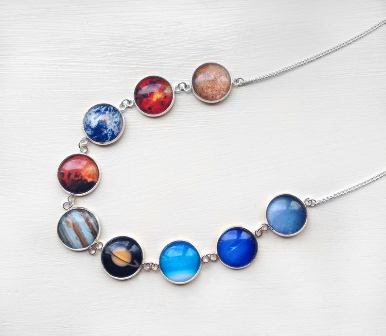 Solar System Necklace, Planets Necklace, Space Pendant, Celestial Necklace, Astronomy Necklace gift for her, Geek Gifts, Science Necklace image 1