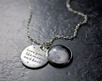 Love You To The Moon And Back Necklace - Custom Moon Phase Necklace - Custom Personalised Moon - I love you to the moon and back necklace