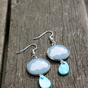 Cloud and Rain Earrings for her Raindrop Earring drops British earrings gift cloudy day earrings Rainy Drop Earrings for women image 5