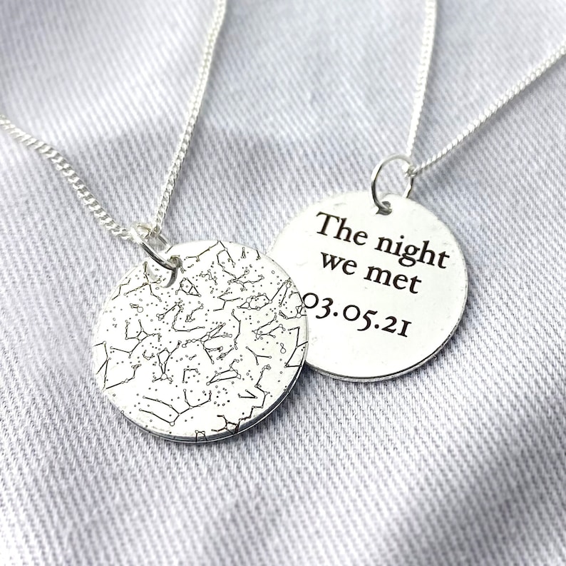 Custom Star Map Necklace, Personalized Anniversary Gift for Her, Star Map By Date and Location, Custom Constellation Map, Gift for Woman image 1