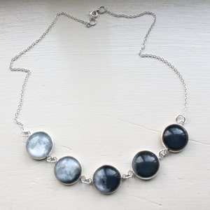 Moon Phase Necklace Moon Necklace Phases of the Moon Glass Dome Statement Necklace image 4