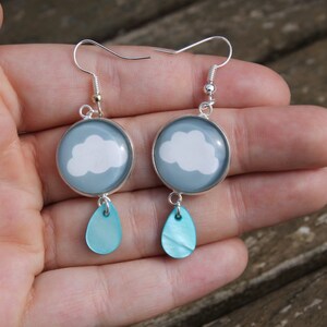 Cloud and Rain Earrings for her Raindrop Earring drops British earrings gift cloudy day earrings Rainy Drop Earrings for women image 2