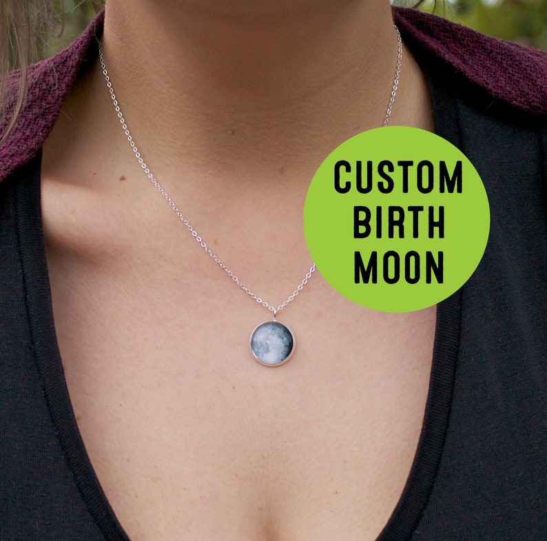 Custom Moon Phase Necklace, Custom Birth moon, Personalised Moon Necklace, Personalized Necklace, Custom Jewelry, Anniversary Gift image 7