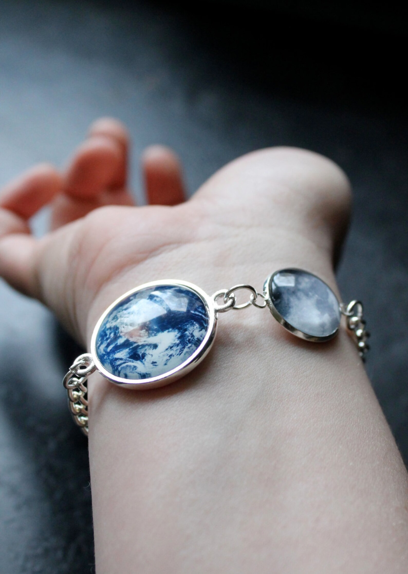 Custom Moon and Earth Bracelet Glass Dome Earth and Moon Etsy