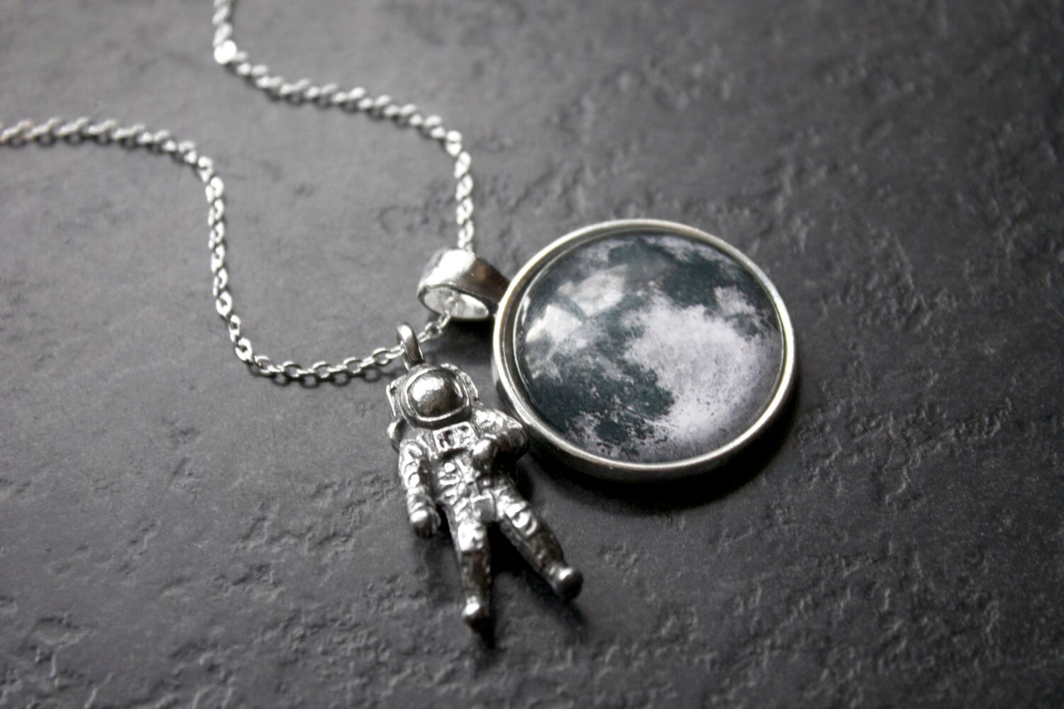 Moon 925 Sterling Silver Astronaut Necklace Moonstone Milky Way Space  Pendant Jewelry Gifts for Boys Men