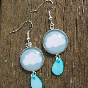 Cloud and Rain Earrings for her Raindrop Earring drops British earrings gift cloudy day earrings Rainy Drop Earrings for women image 4