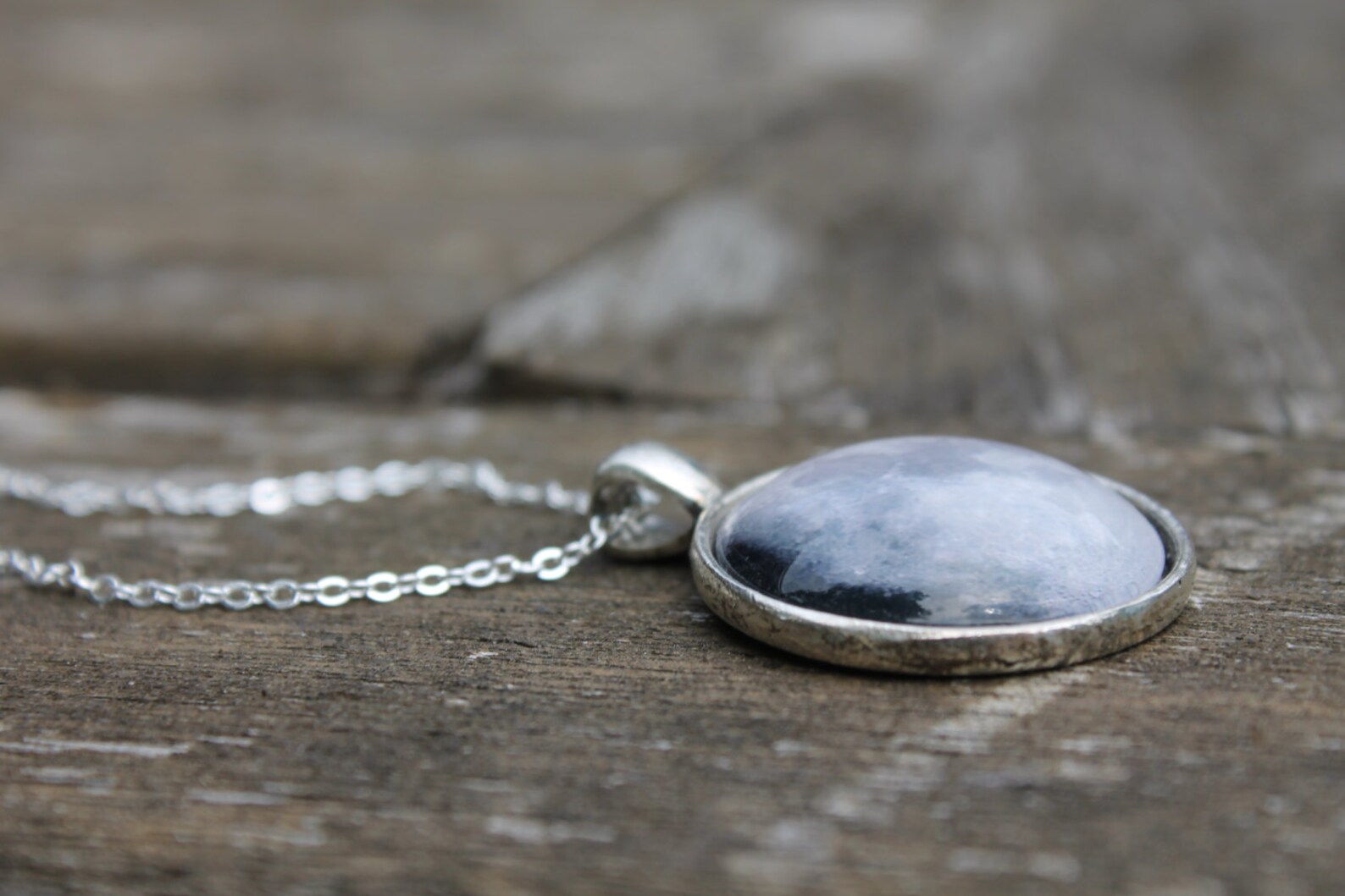 Moon Phase Necklace Waxing Gibbous Glass Dome Full Moon Etsy