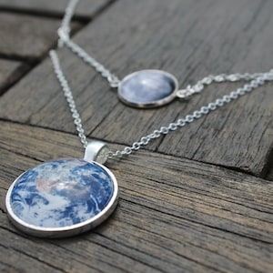 Moon and Earth Necklace Personalized Moon Phase Anniversary Necklace full moon Pendant Personalized Birthday Gift Moon Gift For Her image 2