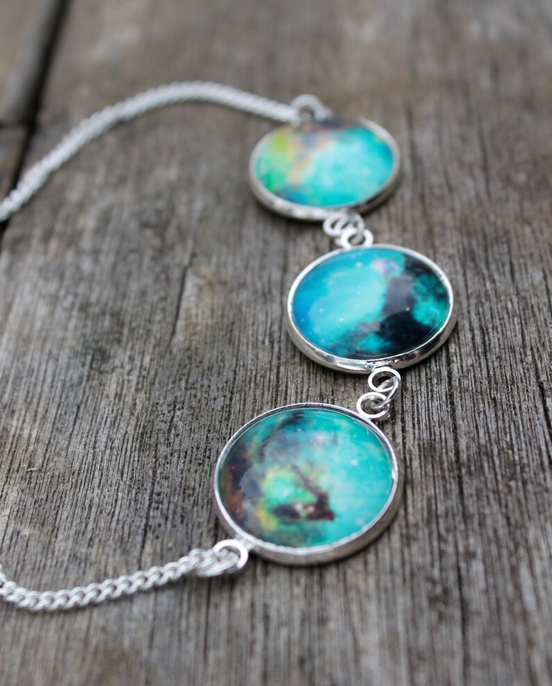 Orion's Belt Glass Dome Galaxy Nebula Statement Necklace Etsy
