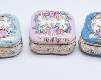 Vintage Hand painted Porcelain Jewlery Box, Vintage Porcelain Box