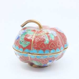 Vintage Cloisonné Apple Box, Miniature Cloisonné Box, ring Box, Oriental Art